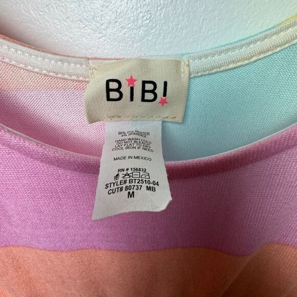BiBi Pastel Rainbow Striped Tie Shoulder Tank Top Size Medium - Picture 4 of 4